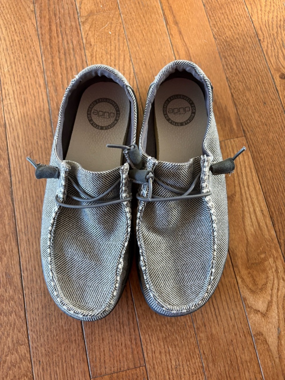 Casual Grey Herringbone Slip-On Loafers
